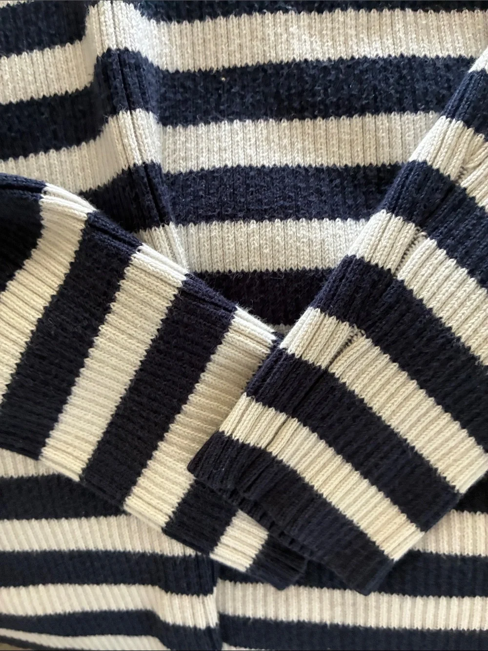 Lauren Ralph Lauren Navy & White Striped Button-Shoulder Crewneck Sweater